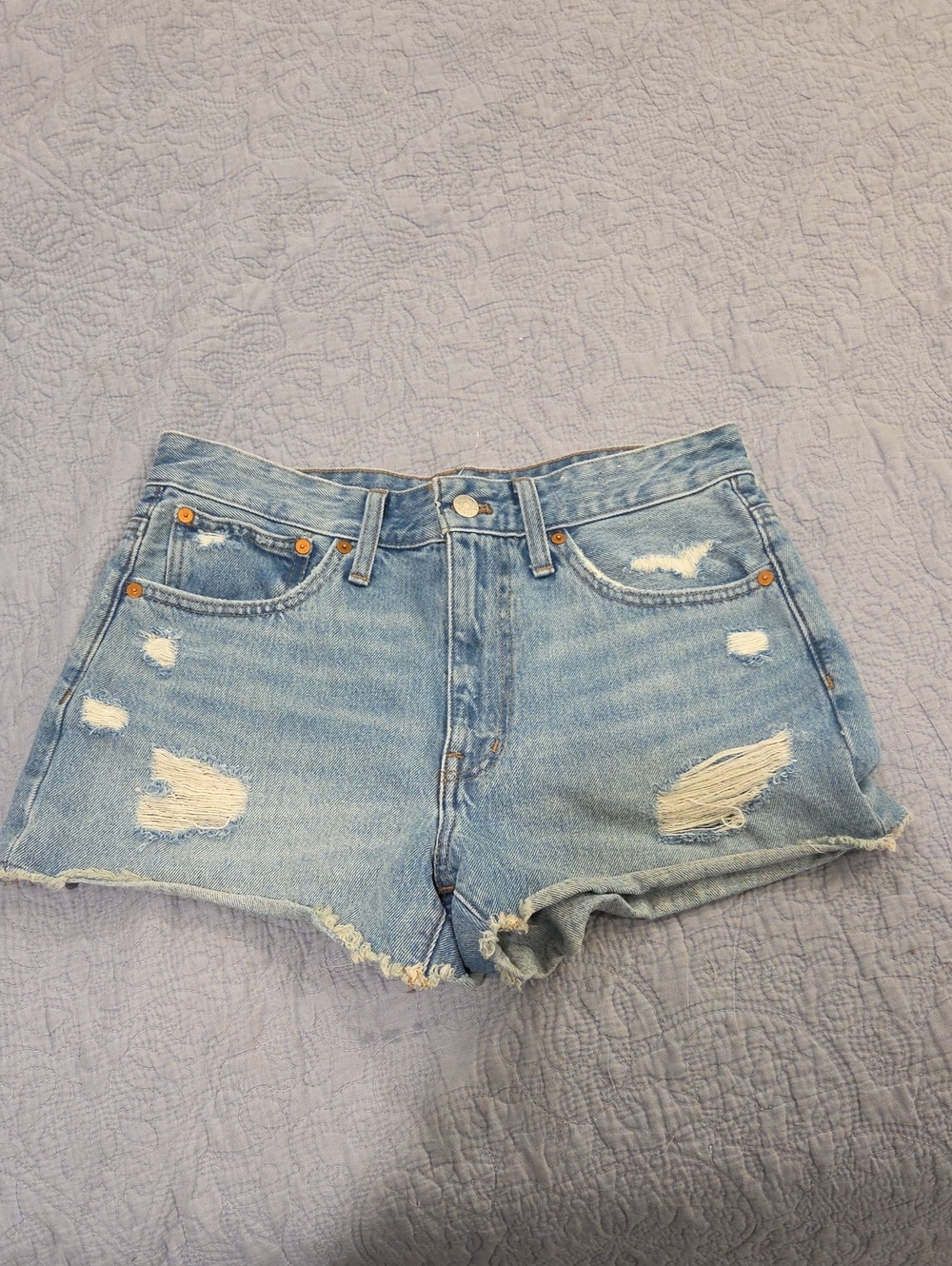 Madewell Distressed Relaxed Denim Shorts Light Wash - Size 27
